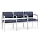 Lesro Lenox Steel 3 Seater with Center Arms, Denim (Blue) Seat, Denim Back, 64.5 W 24.5 L 32 H LS3103 - alternate 1